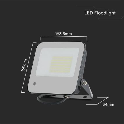 LED RGBW Ściemnialny naświetlacz LED/50W/230V IP65 szary + pilot zdalnego sterowania