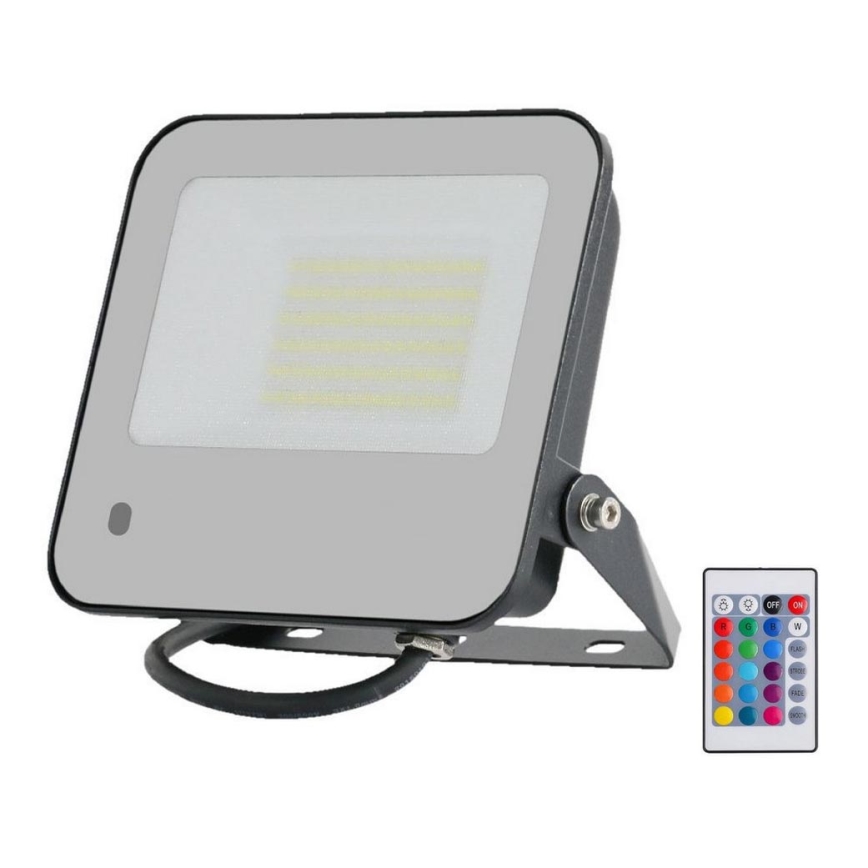 LED RGBW Ściemnialny naświetlacz LED/50W/230V IP65 szary + pilot zdalnego sterowania