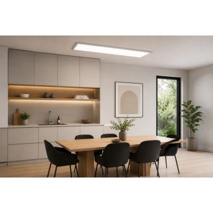 LED RGBW ściemnialny natynkowy panel LED/13,5W/230V 3000-6500K 29,5x59,5 cm srebrny + zdalne sterowanie