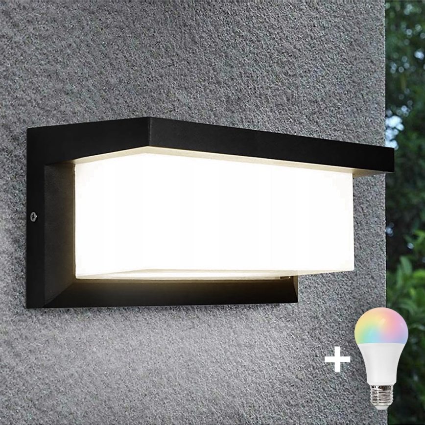 LED RGBW ściemnialny zewnętrzny kinkiet NEELY 1xE27/9W/230V 2700-6500K IP54 Wi-Fi czarny