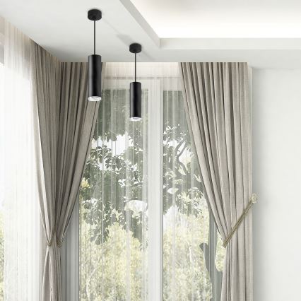 LED RGBW ściemnialny żyrandol łazienkowy na lince TURYN 1xGU10/4,8W/230V 3000K IP44 czarny + zdalne sterowanie