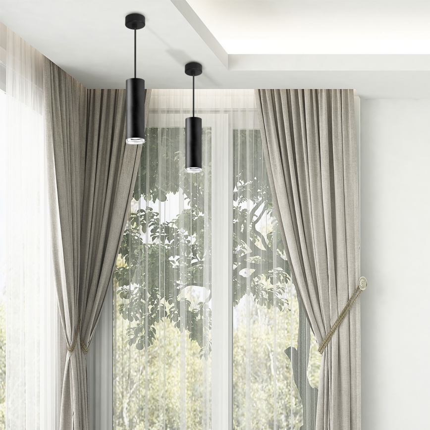 LED RGBW ściemnialny żyrandol łazienkowy na lince TURYN 1xGU10/4,8W/230V 3000K IP44 czarny + zdalne sterowanie