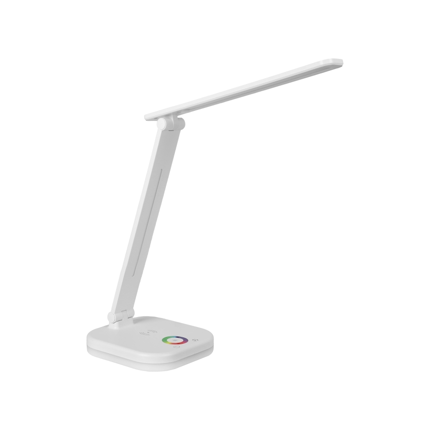 LED RGBW ściemniana lampa biurkowa z bezprzewodowym ładowaniem LED/7W/5V USB biała