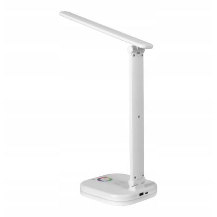 LED RGBW ściemniana lampa biurkowa z bezprzewodowym ładowaniem LED/7W/5V USB biała