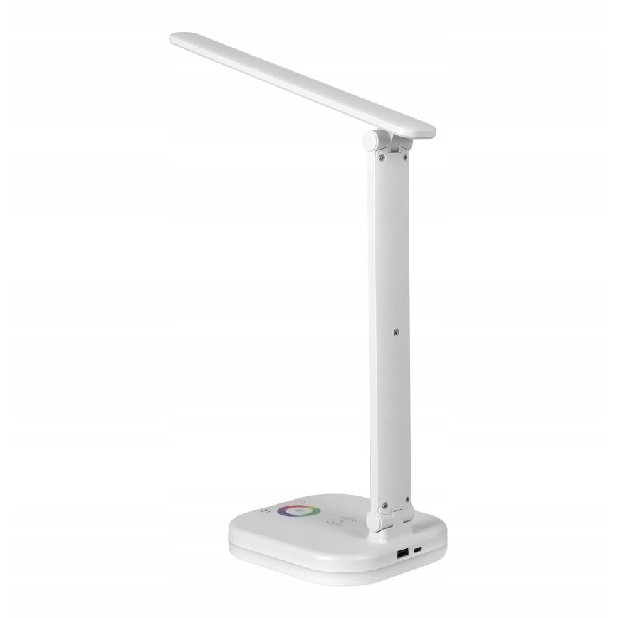 LED RGBW ściemniana lampa biurkowa z bezprzewodowym ładowaniem LED/7W/5V USB biała