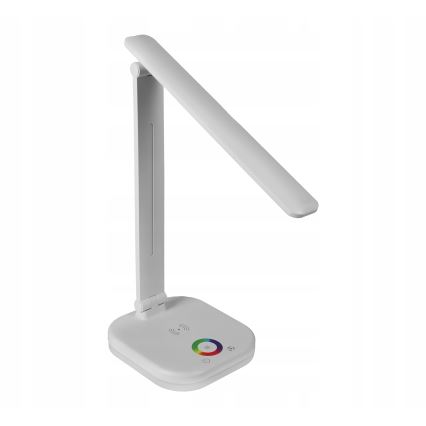 LED RGBW ściemniana lampa biurkowa z bezprzewodowym ładowaniem LED/7W/5V USB biała