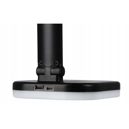 LED RGBW ściemniana lampka biurkowa z bezprzewodowym ładowaniem, LED/7W/5V USB, czarna