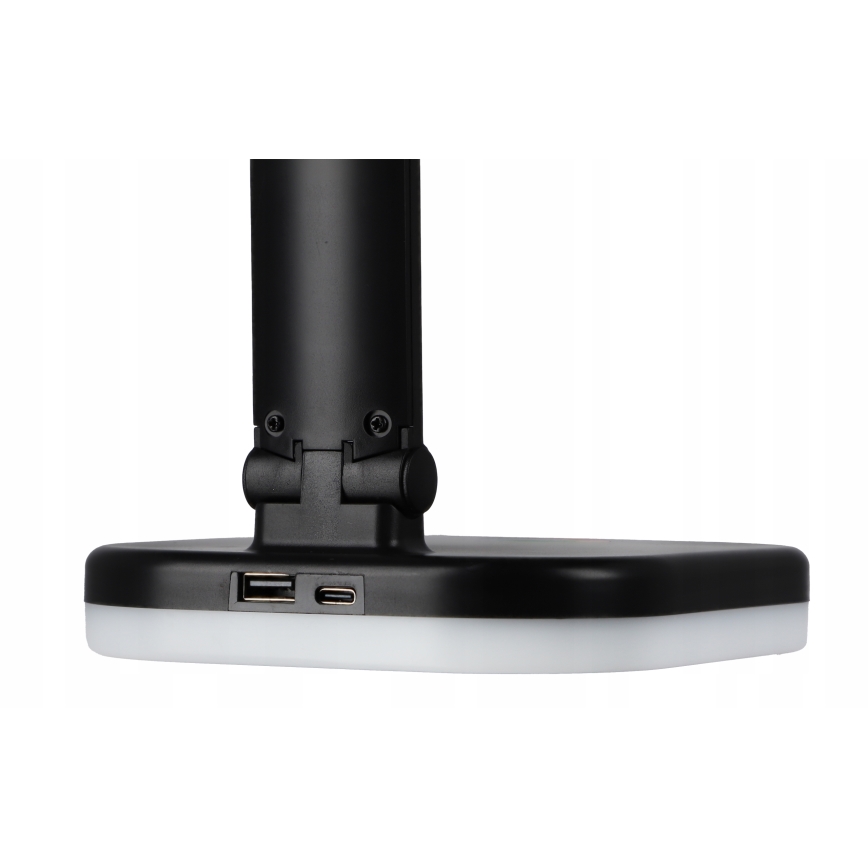 LED RGBW ściemniana lampka biurkowa z bezprzewodowym ładowaniem, LED/7W/5V USB, czarna