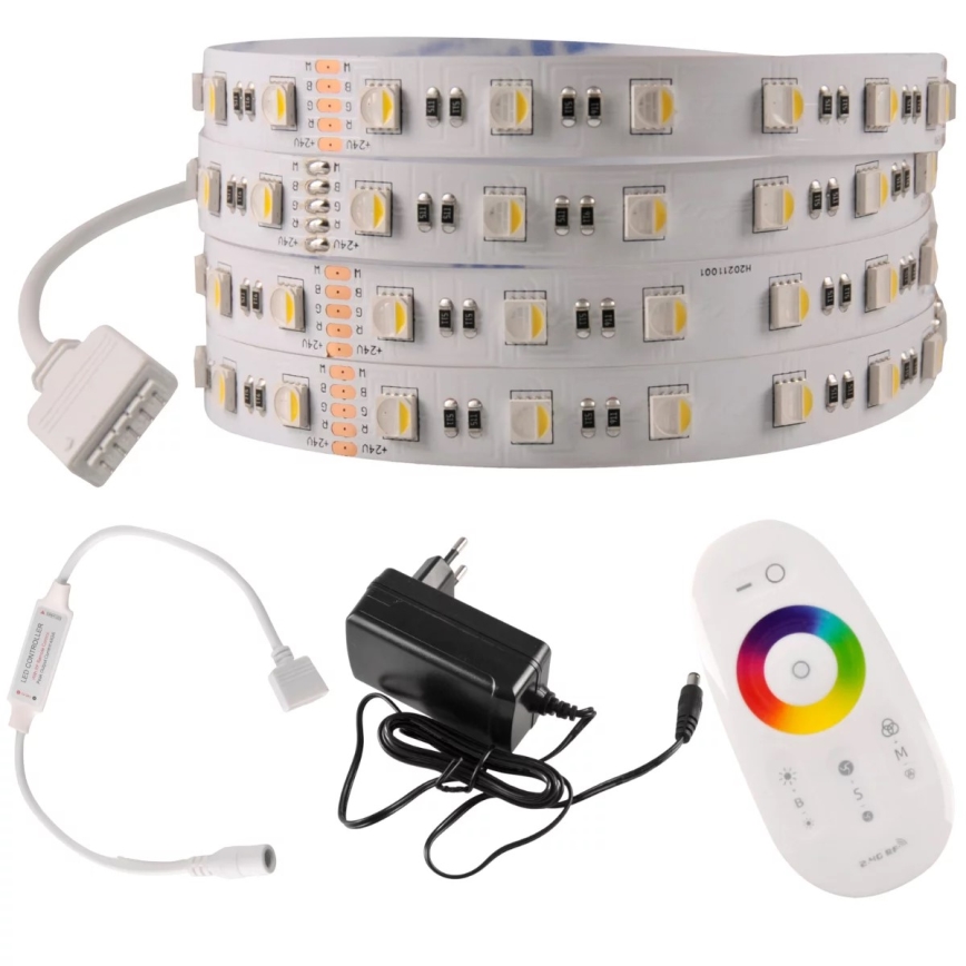 LED RGBW Ściemniana taśma 3m LED/22W/24/230V + pilot