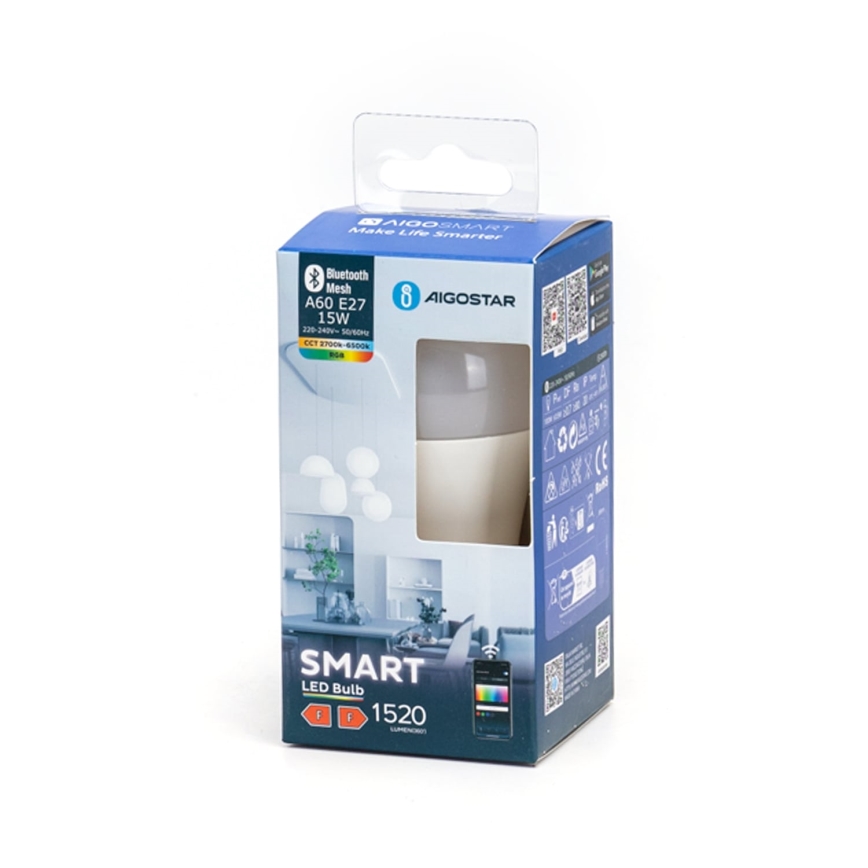 Ściemniana żarówka LED RGBW MESH Smart A60 E27/15W/230V 2700-6500K - Aigostar