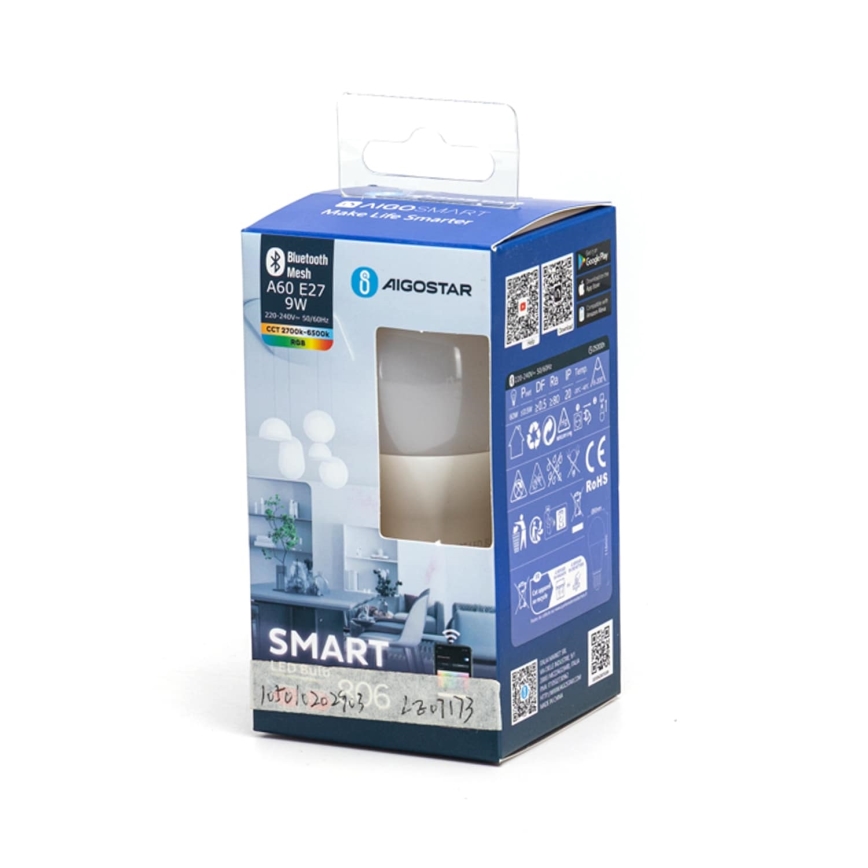 Ściemniana żarówka LED RGBW MESH Smart A60 E27/9W/230V 2700-6500K - Aigostar