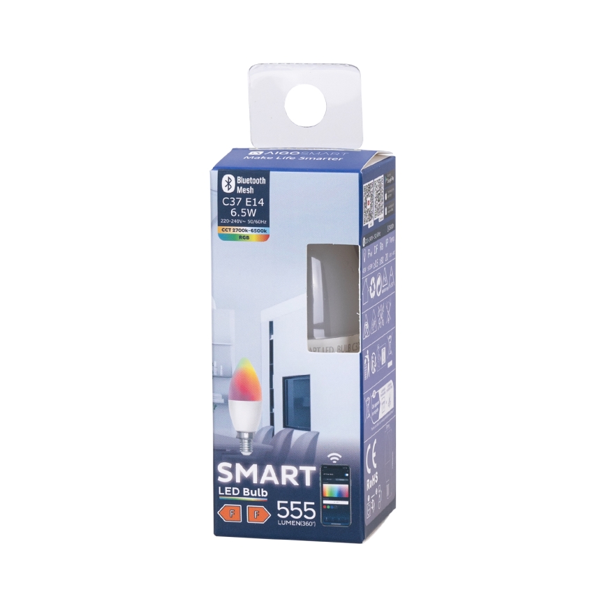 Ściemniana żarówka LED RGBW C37 E14/6,5W/230V 2700-6500K - Aigostar