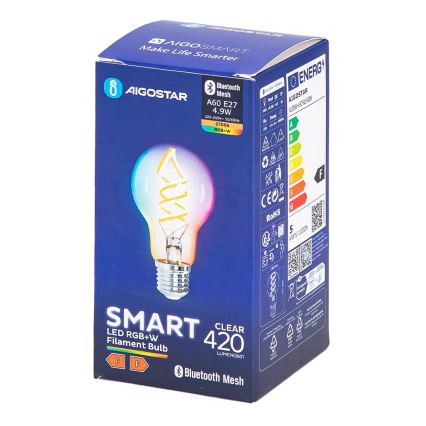 Ściemniana żarówka LED RGBW FILAMENT MESH Smart A60 E27/4,9W/230V 2700K - Aigostar