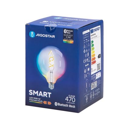 Ściemniana żarówka LED RGBW FILAMENT MESH Smart G125 E27/4,9W/230V 2700K - Aigostar