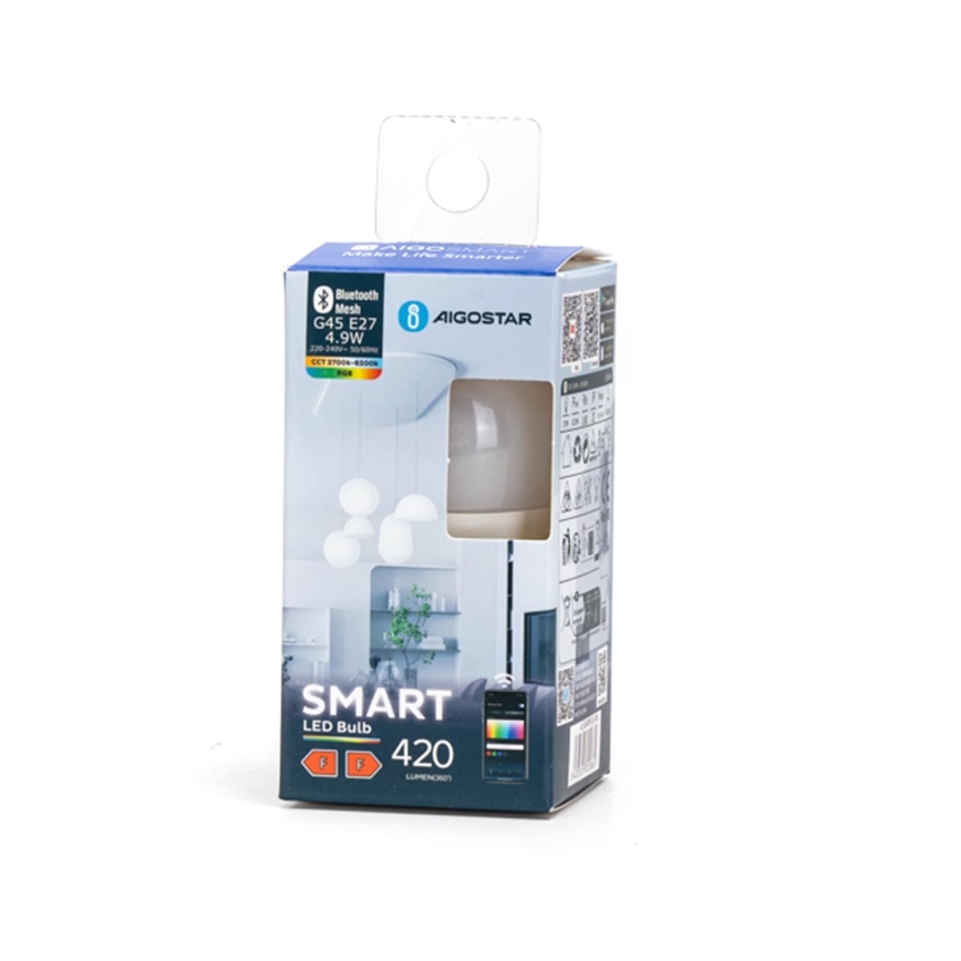 Ściemniana żarówka LED RGBW MESH Smart G45 E27/4,9W/230V 2700-6500K - Aigostar