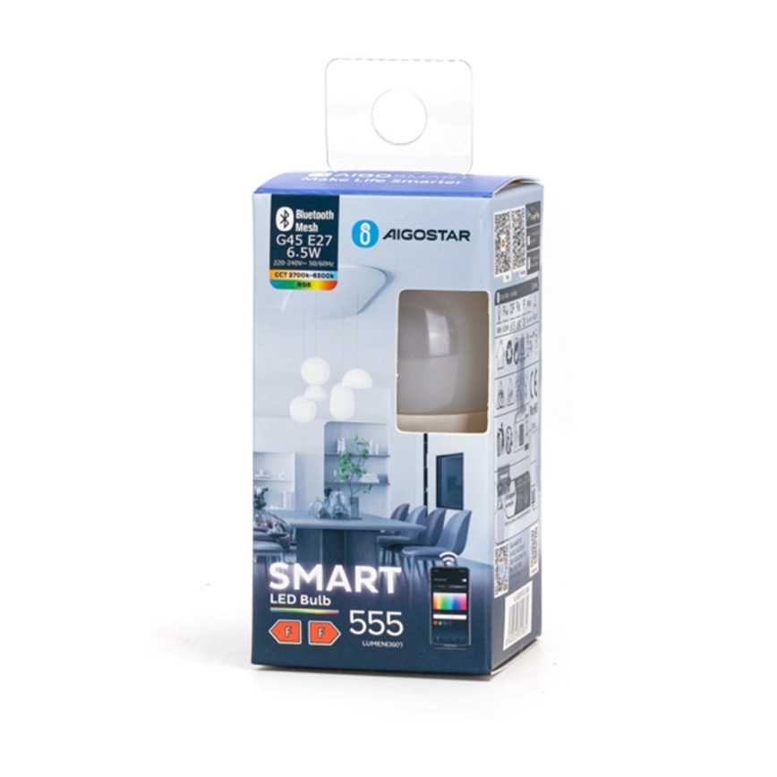 Ściemniana żarówka LED RGBW G45 E27/6,5W/230V 2700-6500K - Aigostar