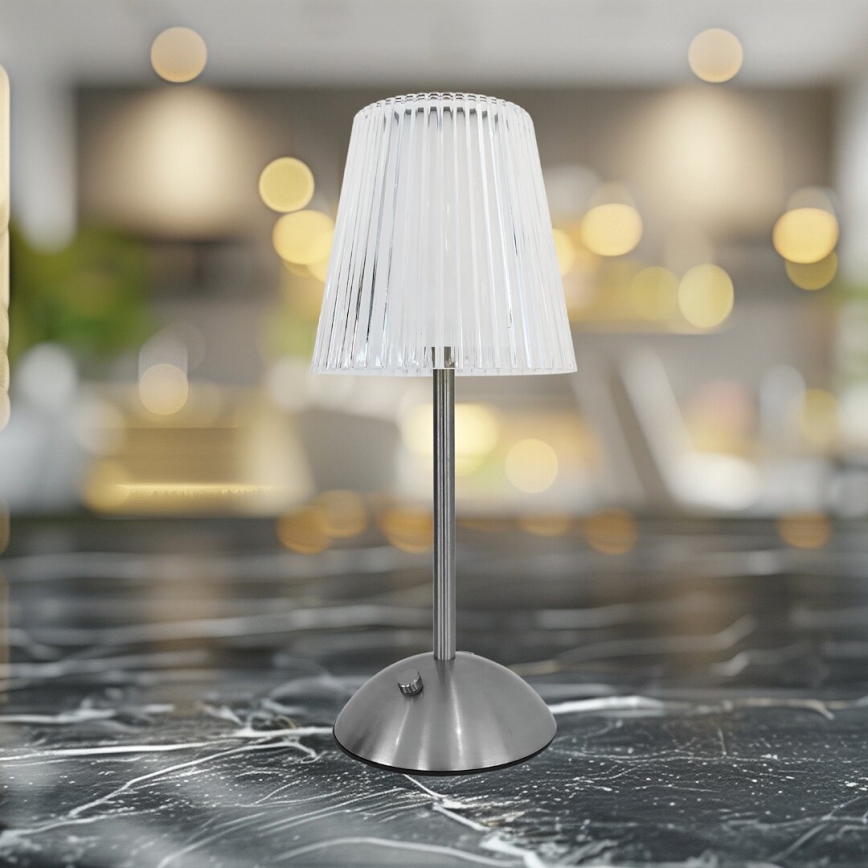 LED Ściemnialna akumulatorowa dotykowa lampa stołowa ELBA LED/1,6W/800 mAh matowy chrom/przezroczysty