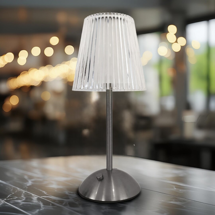 LED Ściemnialna akumulatorowa dotykowa lampa stołowa ELBA LED/1,6W/800 mAh matowy chrom/przezroczysty