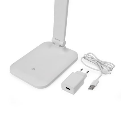 LED Ściemnialna dotykowa lampa stołowa z ładowaniem bezprzewodowym i port USB REMUS LED/5W/230V biały