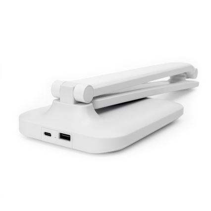 LED Ściemnialna dotykowa lampa stołowa z ładowaniem bezprzewodowym i port USB REMUS LED/5W/230V biały