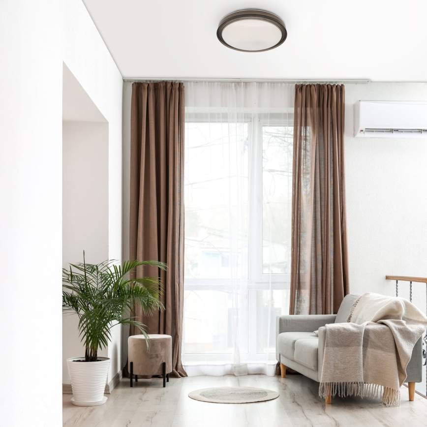 LED Ściemnialny plafon łazienkowy HALINA LED/48W/230V 3000-6000K śr. 38 cm IP44 czarny + zdalne sterowanie