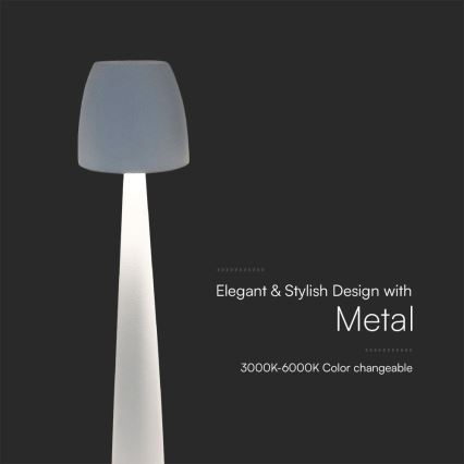 LED Ściemnialna ładowalna dotykowa lampa stołowa LED/3W/5V 3000-6000K 1800 mAh biały