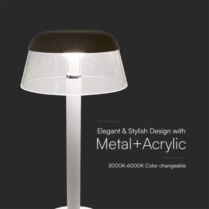 LED Ściemnialna ładowalna dotykowa lampa stołowa LED/3W/5V 3000-6000K 1800 mAh biały