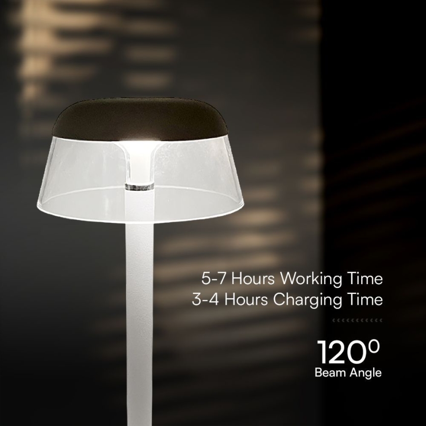 LED Ściemnialna ładowalna dotykowa lampa stołowa LED/3W/5V 3000-6000K 1800 mAh biały