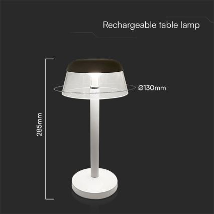 LED Ściemnialna ładowalna dotykowa lampa stołowa LED/3W/5V 3000-6000K 1800 mAh biały