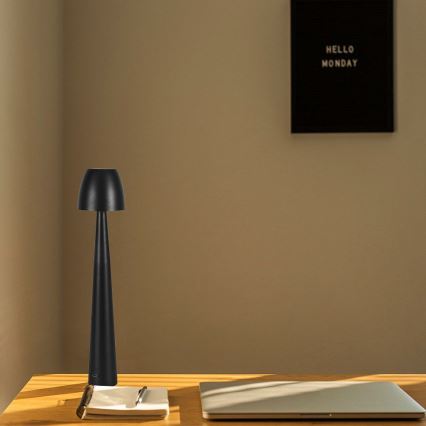 LED Ściemnialna ładowalna dotykowa lampa stołowa LED/3W/5V 3000-6000K 1800 mAh czarny