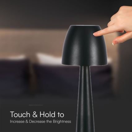 LED Ściemnialna ładowalna dotykowa lampa stołowa LED/3W/5V 3000-6000K 1800 mAh czarny