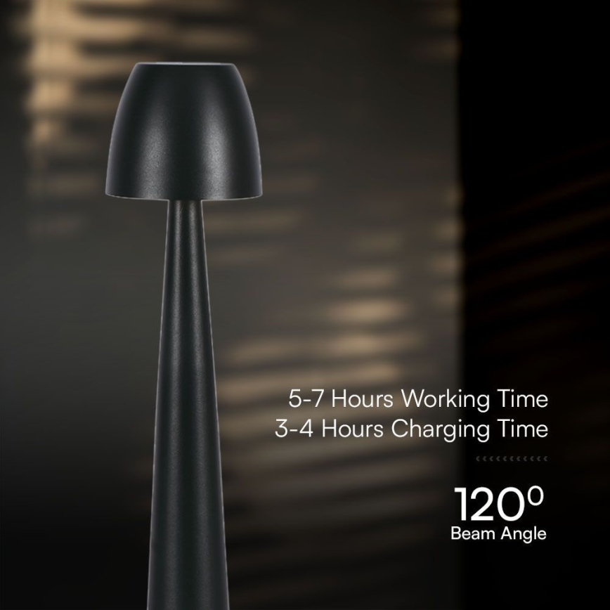 LED Ściemnialna ładowalna dotykowa lampa stołowa LED/3W/5V 3000-6000K 1800 mAh czarny