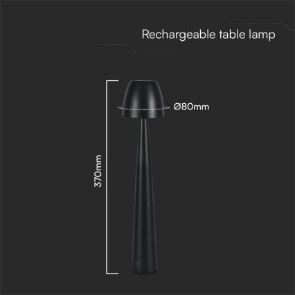 LED Ściemnialna ładowalna dotykowa lampa stołowa LED/3W/5V 3000-6000K 1800 mAh czarny