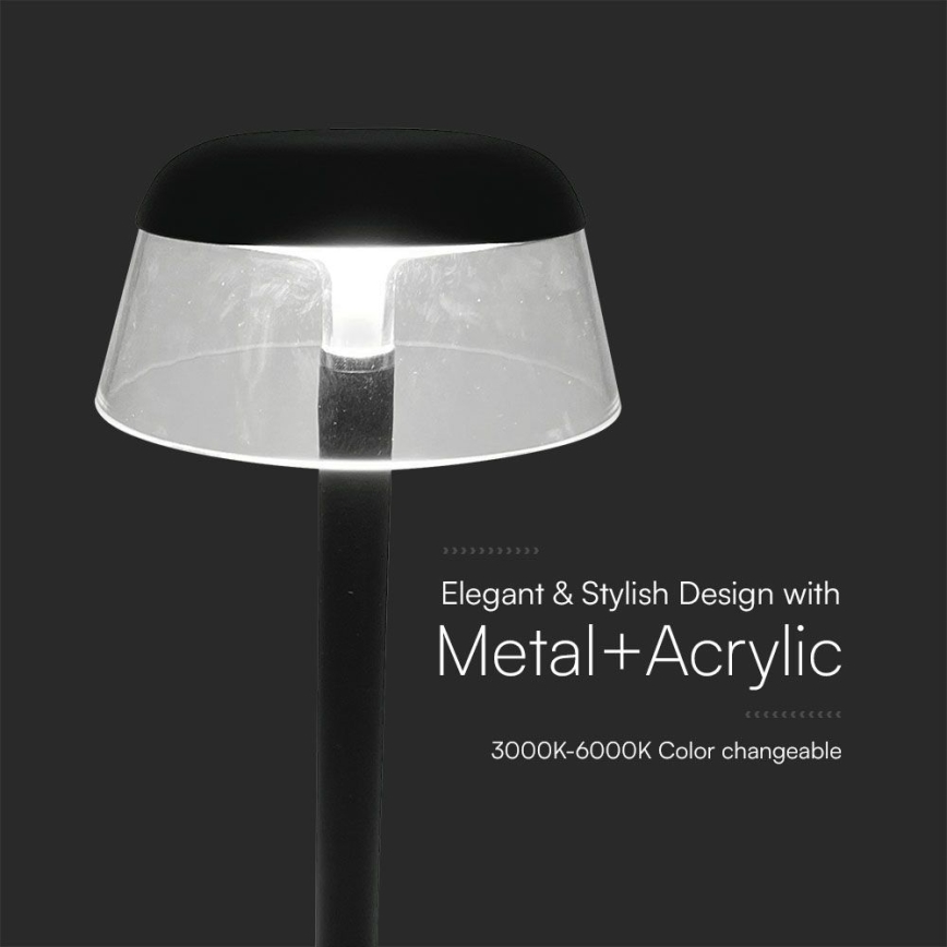 LED Ściemnialna ładowalna dotykowa lampa stołowa LED/3W/5V 3000-6000K 1800 mAh czarny