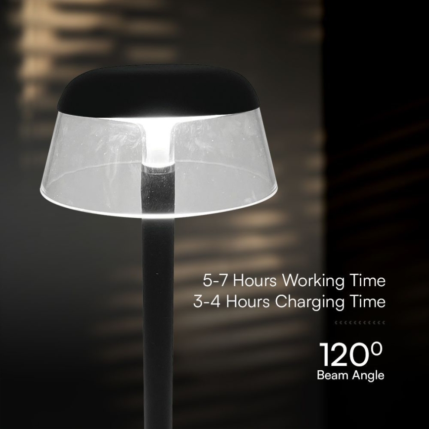 LED Ściemnialna ładowalna dotykowa lampa stołowa LED/3W/5V 3000-6000K 1800 mAh czarny