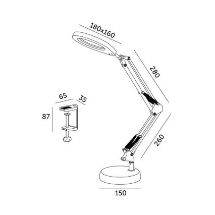 LED Lampa stołowa ściemnialna ze szkłem powiększającym 2w1 AURIQ LOUPE LED/10W/5V 3000/4000/6500K czarny
