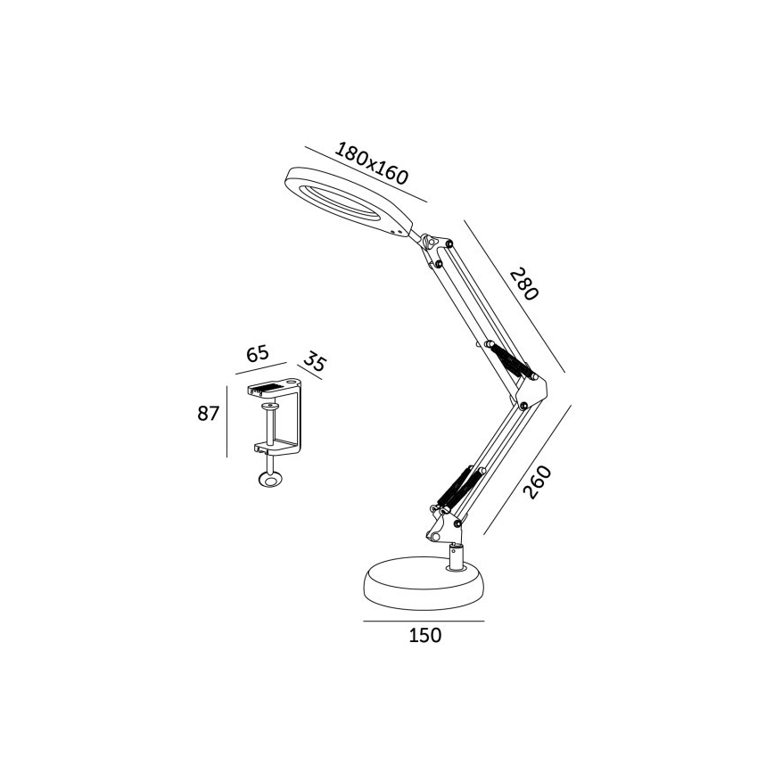 LED Lampa stołowa ściemnialna ze szkłem powiększającym 2w1 AURIQ LOUPE LED/10W/5V 3000/4000/6500K czarny