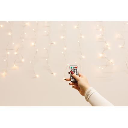 LED Ściemnialna zewnętrzna zasłona bożonarodzeniowa CURTAIN 360xLED/8,4W/230V 2x2 m IP44 ciepła biel + zdalne sterowanie