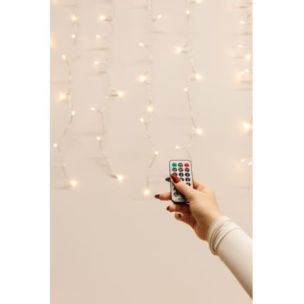 LED Ściemnialna zewnętrzna zasłona bożonarodzeniowa CURTAIN 360xLED/8,4W/230V 2x2 m IP44 ciepła biel + zdalne sterowanie