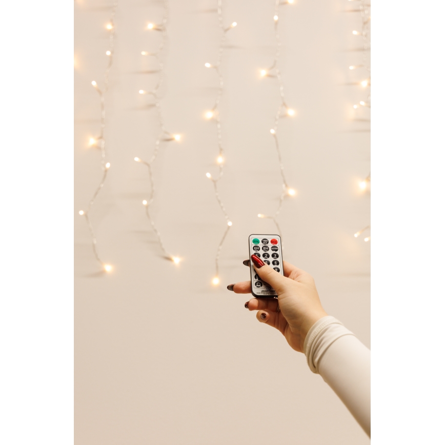 LED Ściemnialna zewnętrzna zasłona bożonarodzeniowa CURTAIN 360xLED/8,4W/230V 2x2 m IP44 ciepła biel + zdalne sterowanie