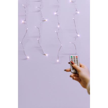 LED Ściemnialna zewnętrzna zasłona bożonarodzeniowa CURTAIN 360xLED/8,4W/230V 2x2 m IP44 ciepła biel + zdalne sterowanie