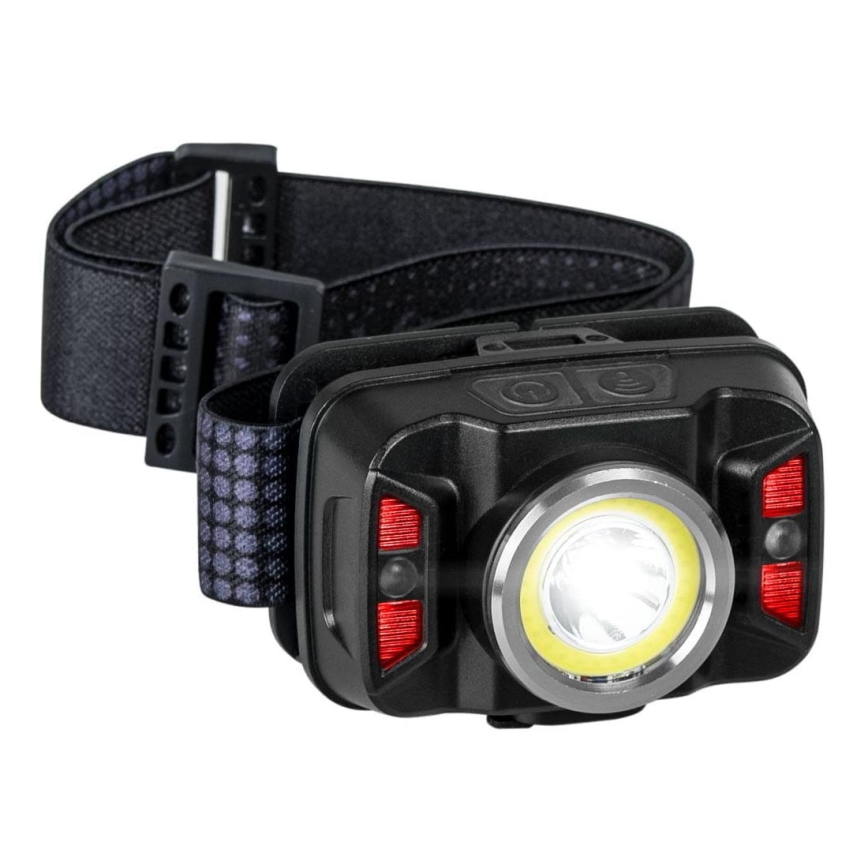 LED Ściemnialna akumulatorowa czołówka z czujnikiem i czerwone światło LED/15W/5V IP66 430 błyszcz. 1800 mAh