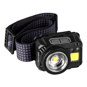 LED Ściemnialna akumulatorowa czołówka z czujnikiem i czerwone światło LED/6W/5V/3xAAA IP44 500 błyszcz. 1200 mAh