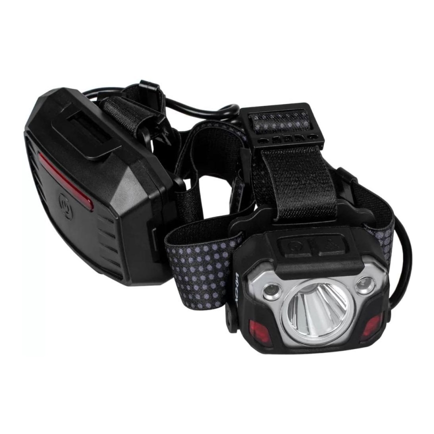 LED Ściemnialna akumulatorowa czołówka z czujnikiem z funkcją power banku i czerwone światło LED/10W/5V IP44 1200 błyszcz. 4000 mAh