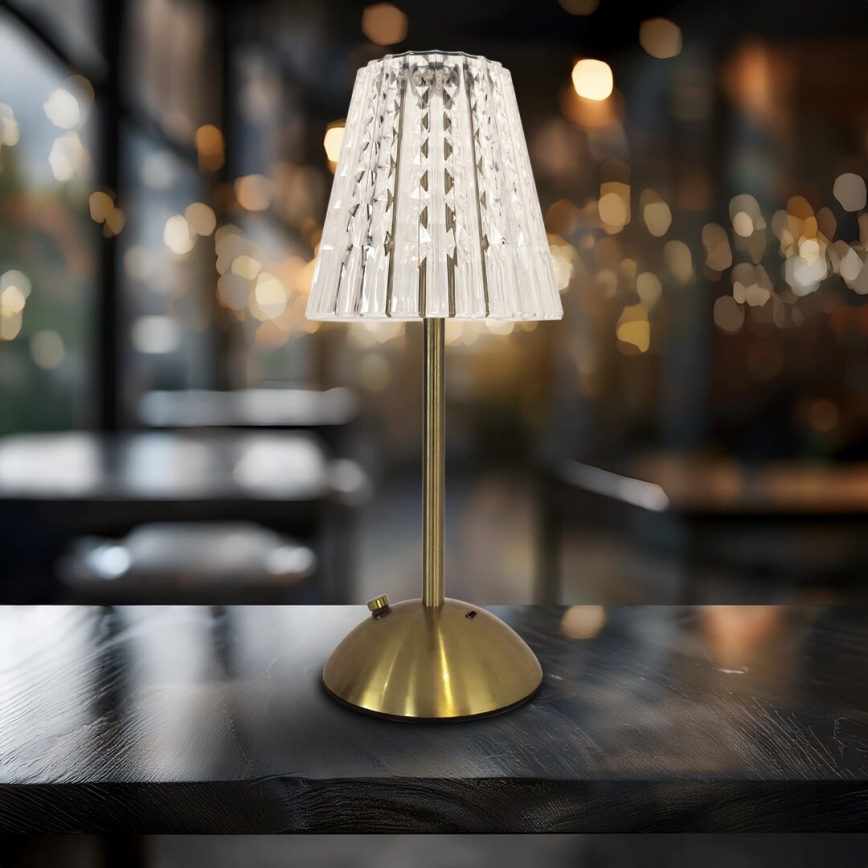 LED Ściemnialna akumulatorowa dotykowa lampa stołowa ELBA LED/1,6W/800 mAh 3000/4000/6000K złoty/przezroczysty
