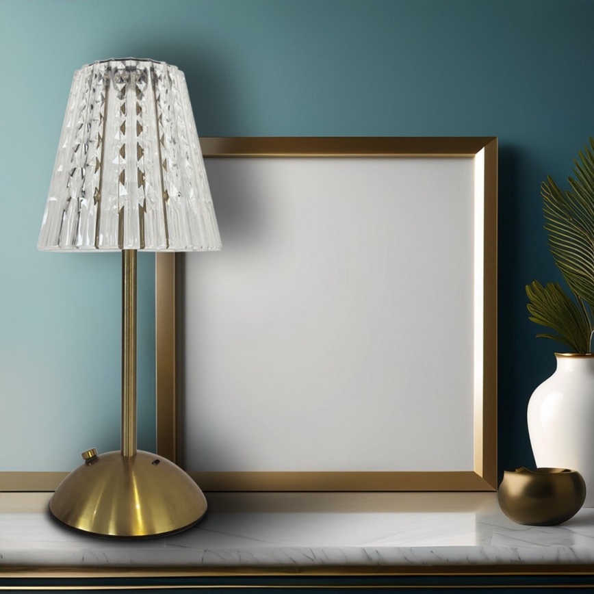 LED Ściemnialna akumulatorowa dotykowa lampa stołowa ELBA LED/1,6W/800 mAh 3000/4000/6000K złoty/przezroczysty