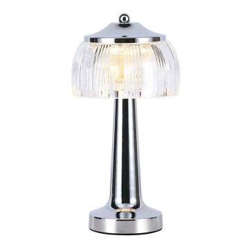 LED Ściemnialna akumulatorowa dotykowa lampka stołowa LED/1W/5V 3000-6000K 1800 mAh chrom błyszczący