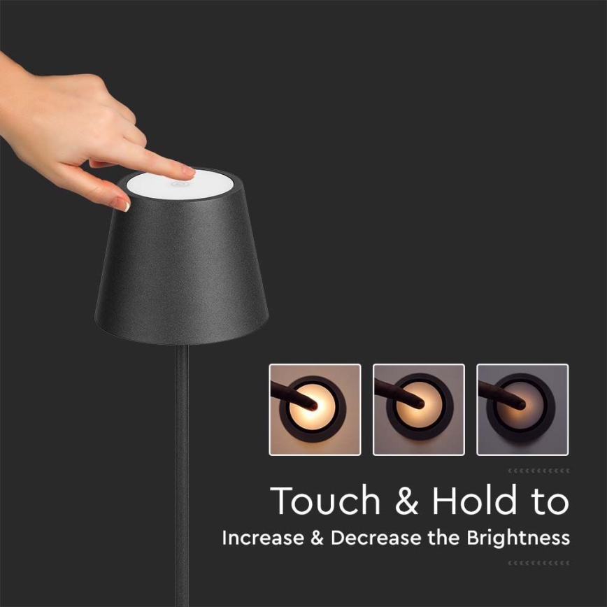 LED Ściemnialna akumulatorowa lampa podłogowa 3w1 LED/4W/5V 4400 mAh 3000K IP54 czarna