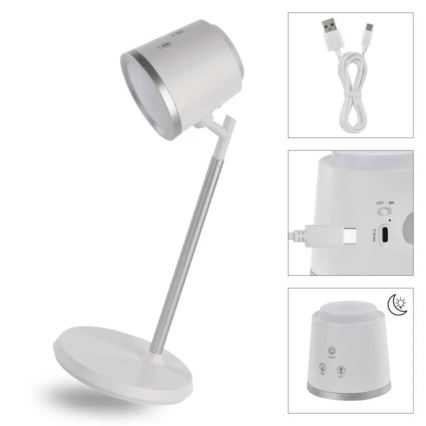 LED Ściemnialna akumulatorowa lampa stołowa 4w1 LED/6W/3,7V 3000K/4000K/6500K 1500mAh biały