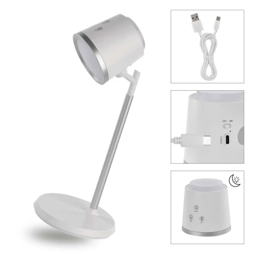 LED Ściemnialna akumulatorowa lampa stołowa 4w1 LED/6W/3,7V 3000K/4000K/6500K 1500mAh biały